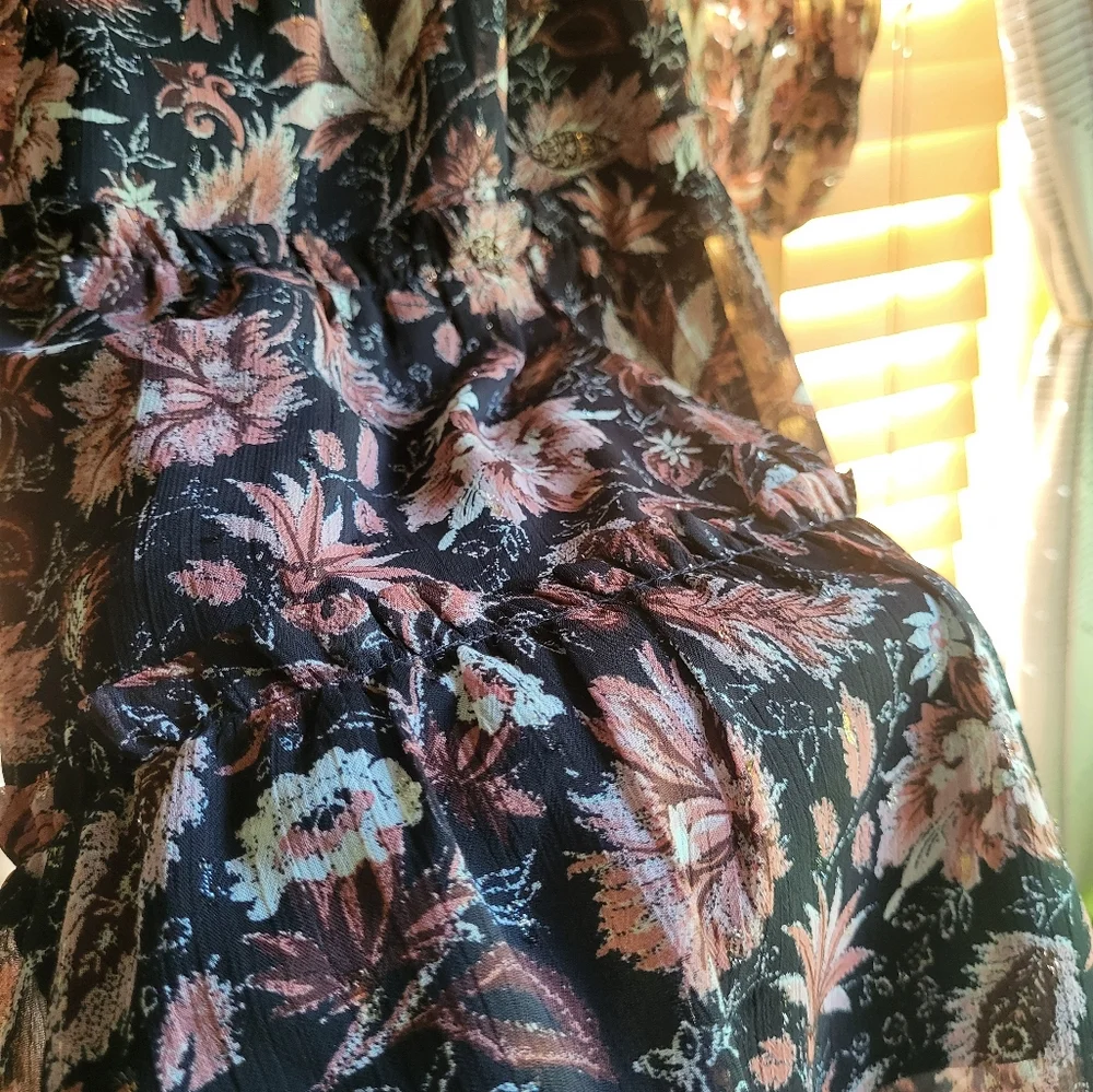 Madewell Black and Pink Bishop Sleeve Sundress - Picture 4 of 6